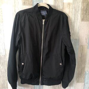 Topman Bomber Jacket Men's size S Black with Silver Pockets Retro Hipster